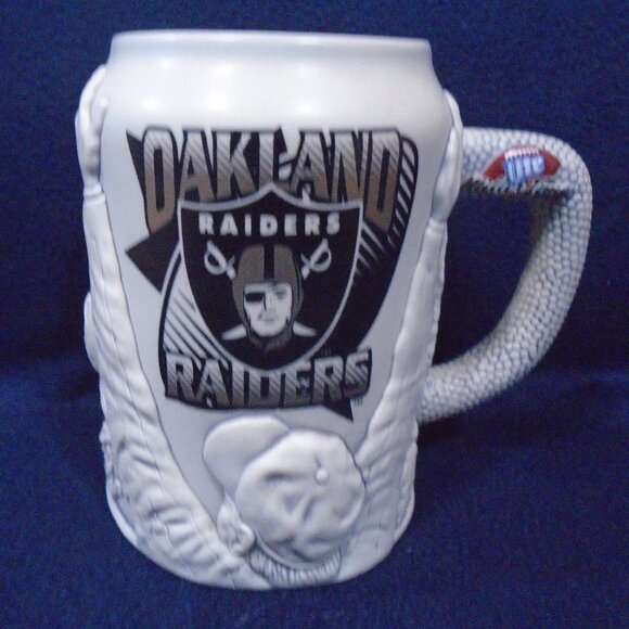 NFL Oakland Raiders 3-D Stoneware Beer Tankard - Stein - Mug Lite Miller's Time - Picture 1 of 6